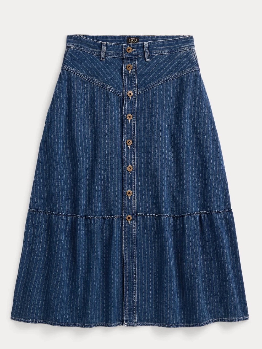 RRL INDIGO STRIPED DENIM SKIRT